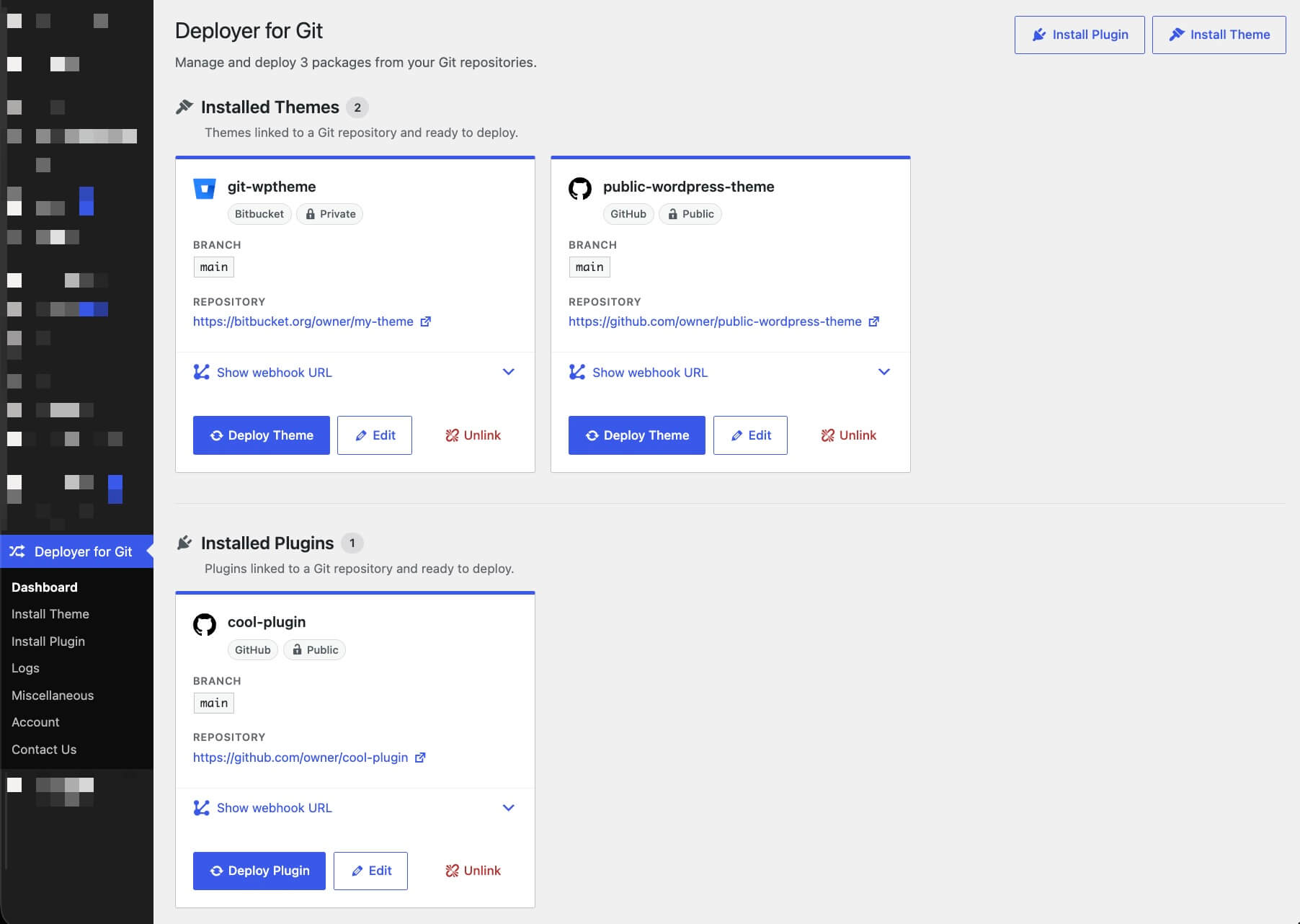 Deployer for Git plugin screenshot