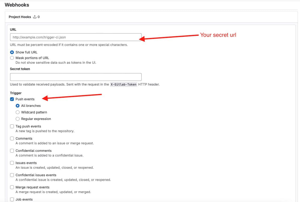 Configure a webhook on Gitlab - Deployer for Git Wordpress Plugin