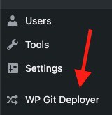 Deployer for Git inside WordPress admin menu