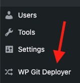 Deployer for Git in WordPress admin menu